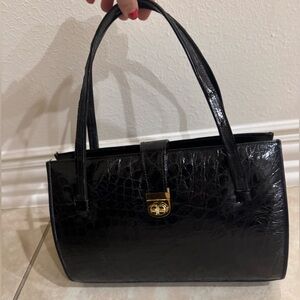 GENUINE VINTAGE Black Crocodile Handbag from England.